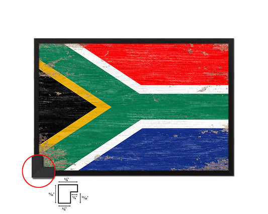 South Africa Shabby Chic Country Flag Wood Framed Print Wall Art Decor Gifts