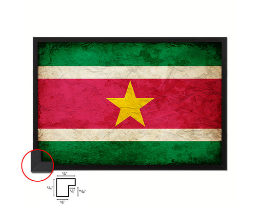 Suriname Country Vintage Flag Wood Framed Print Wall Art Decor Gifts