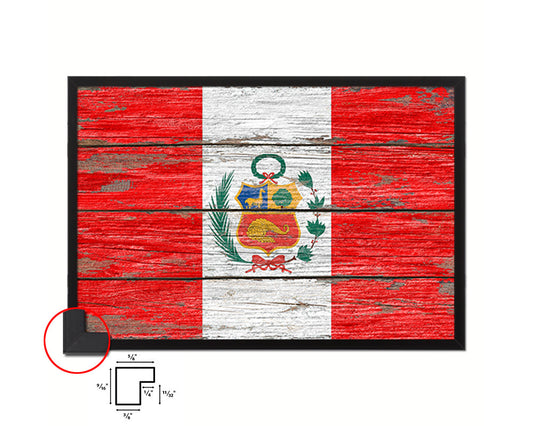 Peru Country Wood Rustic National Flag Wood Framed Print Wall Art Decor Gifts