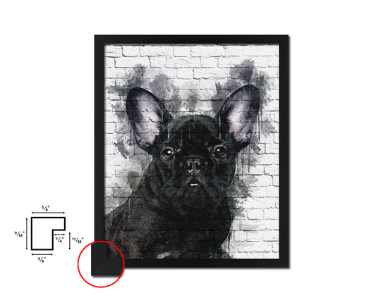 French Bulldog Dog Puppy Portrait Framed Print Pet Watercolor Wall Decor Art Gifts