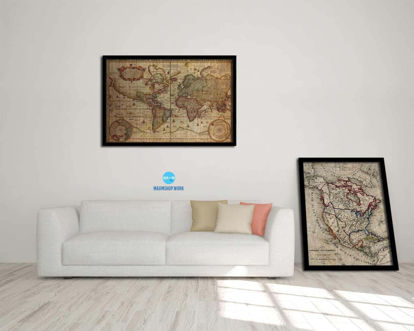 World Nicolaes Visscher in Amsterdam 1652 Vintage Map Framed Print Art Wall Decor Gifts