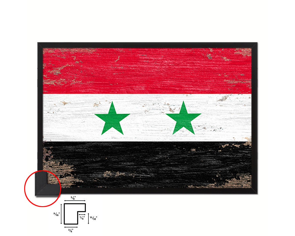 Syria Shabby Chic Country Flag Wood Framed Print Wall Art Decor Gifts