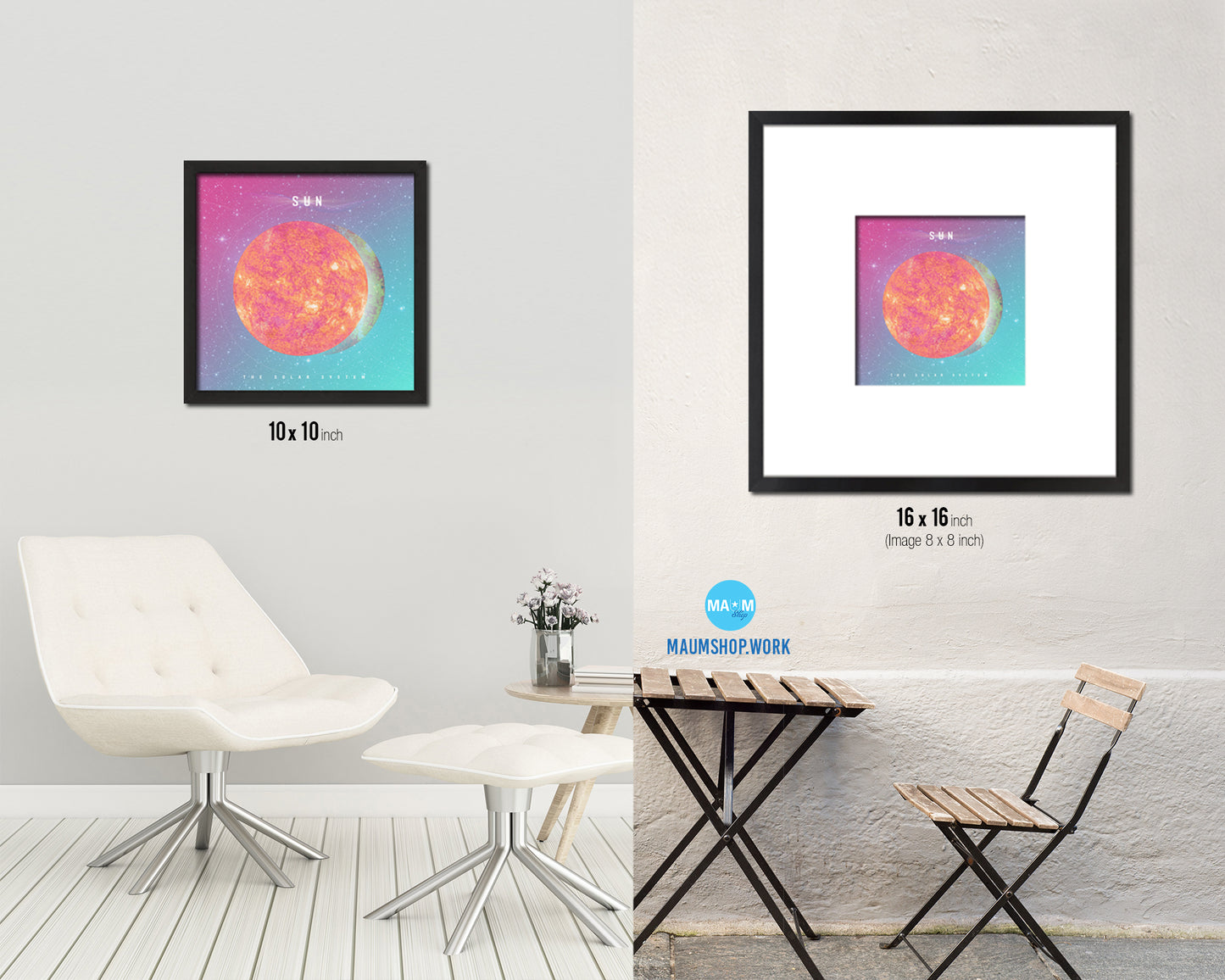 Sun Planet Colorful Prints Watercolor Solar System Framed Print Home Decor Wall Art Gifts