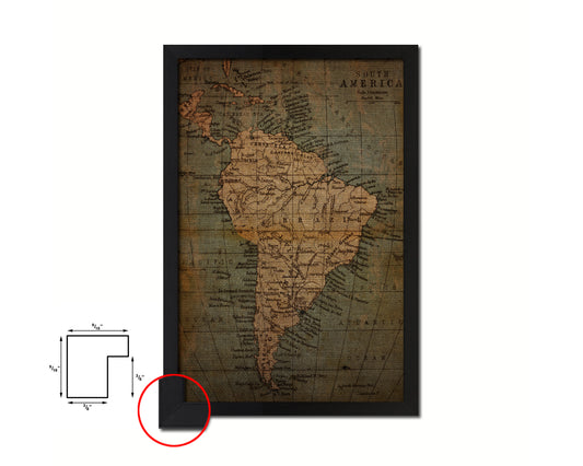 South America Vintage Map Wood Framed Print Art Wall Decor Gifts