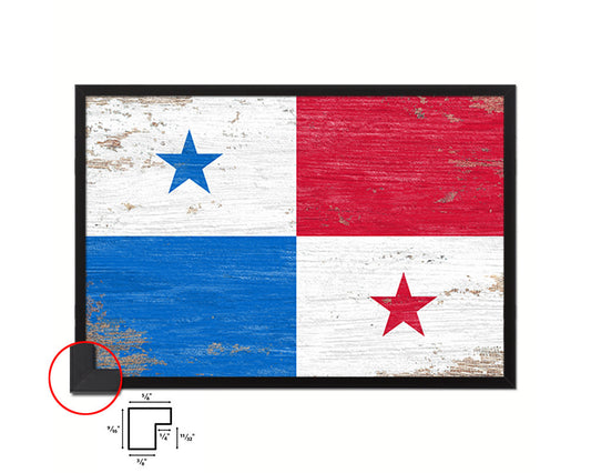 Panama Shabby Chic Country Flag Wood Framed Print Wall Art Decor Gifts