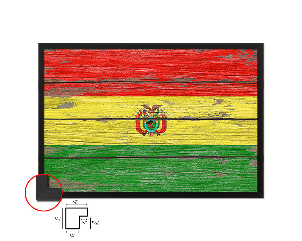 Bolivia Country Wood Rustic National Flag Wood Framed Print Wall Art Decor Gifts