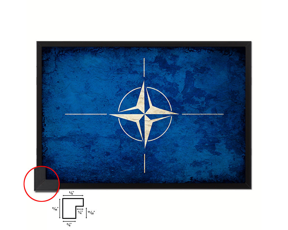 Nato Country Vintage Flag Wood Framed Print Wall Art Decor Gifts