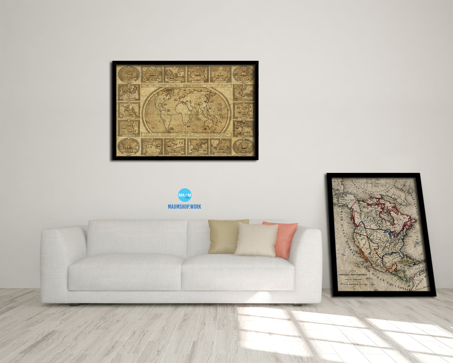 World Historical Map Framed Print Art Wall Decor Gifts