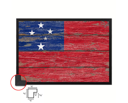 Samoa Country Wood Rustic National Flag Wood Framed Print Wall Art Decor Gifts