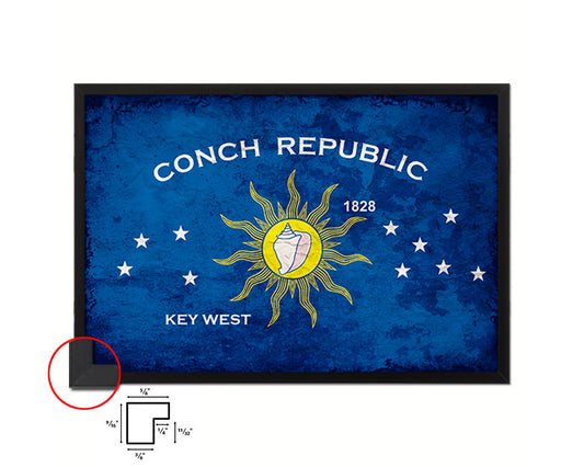 Conch Republic Key West City Florida State Vintage Flag Wood Framed Prints Decor Wall Art Gifts