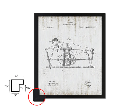 Exercise Machine Sports Vintage Patent Artwork Black Frame Print Gifts