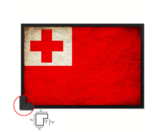 Tonga Country Vintage Flag Wood Framed Print Wall Art Decor Gifts