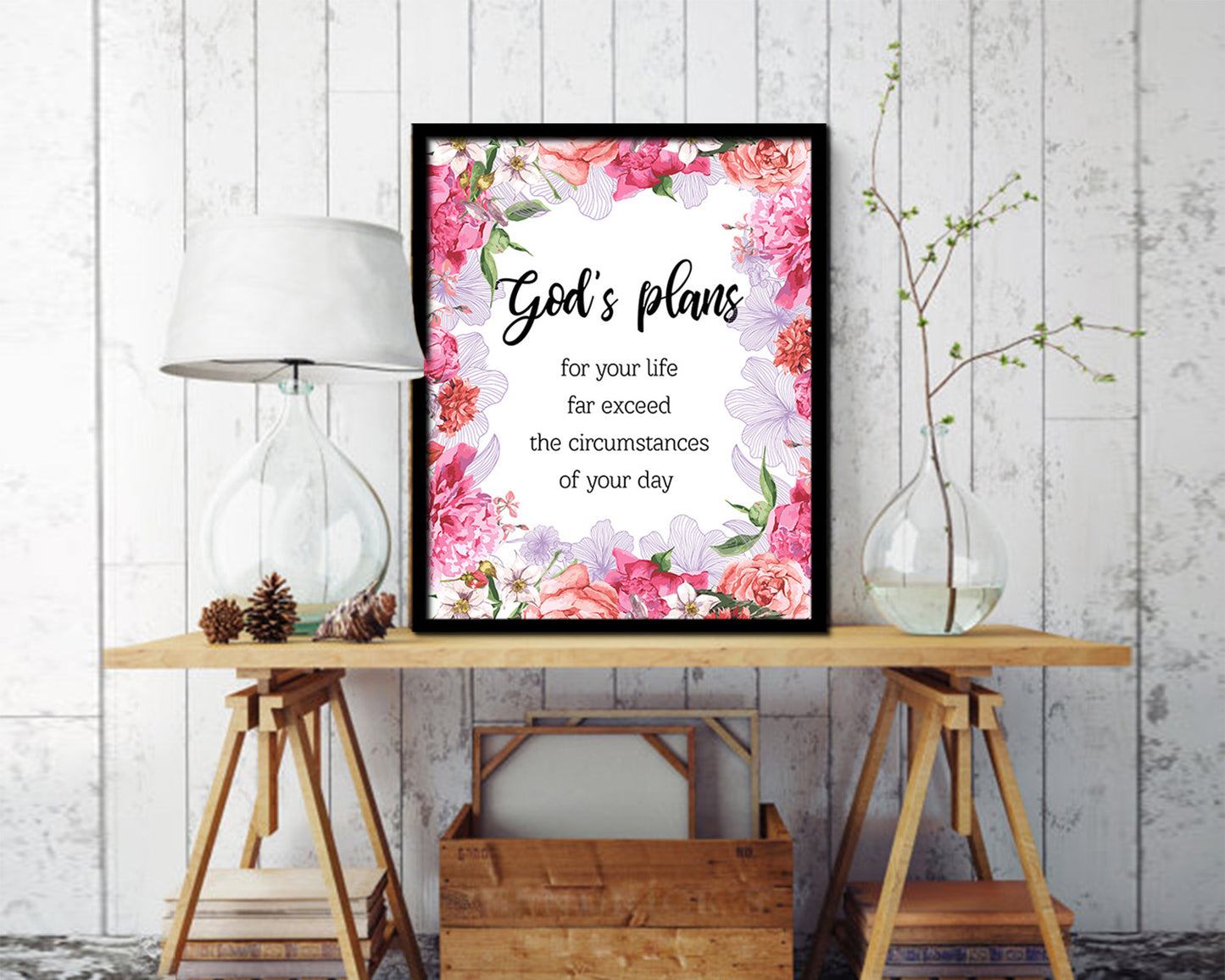 God's plans for your life far exceed the circumstances Quote Wood Framed Print Home Decor Wall Art Gifts