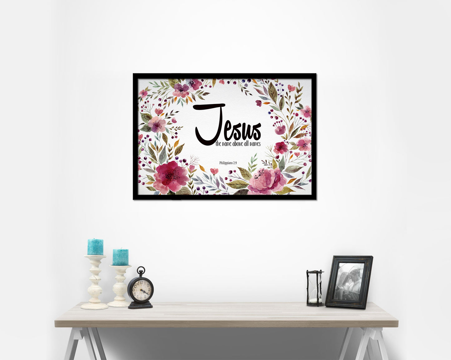 Jesus the name above all names, Philippians 2:9 Bible Verse Scripture Framed Art