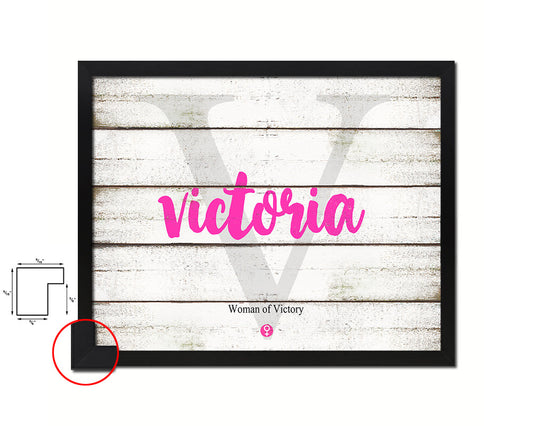 Victoria Personalized Biblical Name Plate Art Framed Print Kids Baby Room Wall Decor Gifts