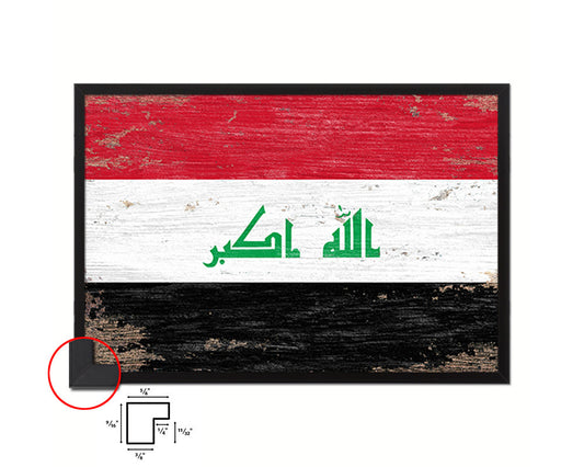 Iraq Shabby Chic Country Flag Wood Framed Print Wall Art Decor Gifts