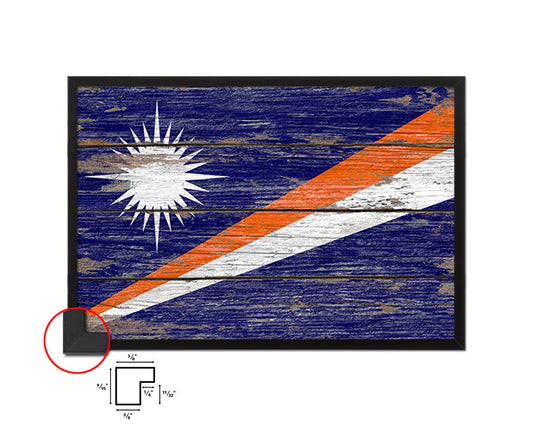 Marshall Islands Country Wood Rustic National Flag Wood Framed Print Wall Art Decor Gifts