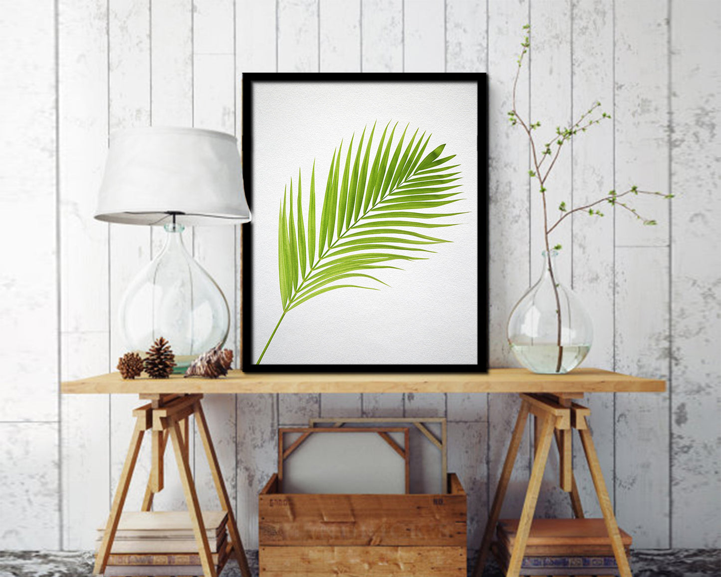 Green Palm Tree Watercolor Tropical Leaf Framed Print Home Decor Wall Art Gifts