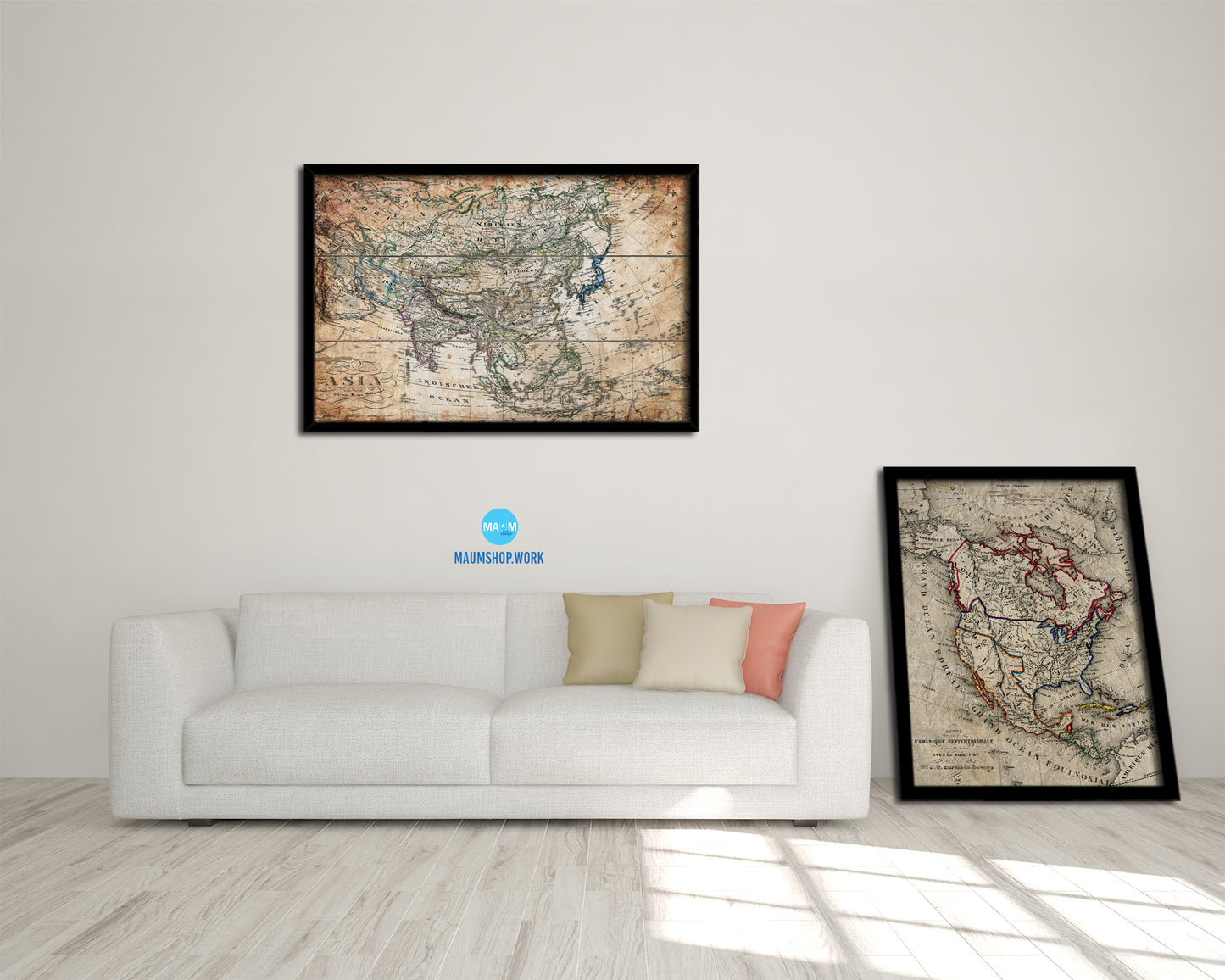 Asia 1872 Antique Map Framed Print Art Wall Decor Gifts