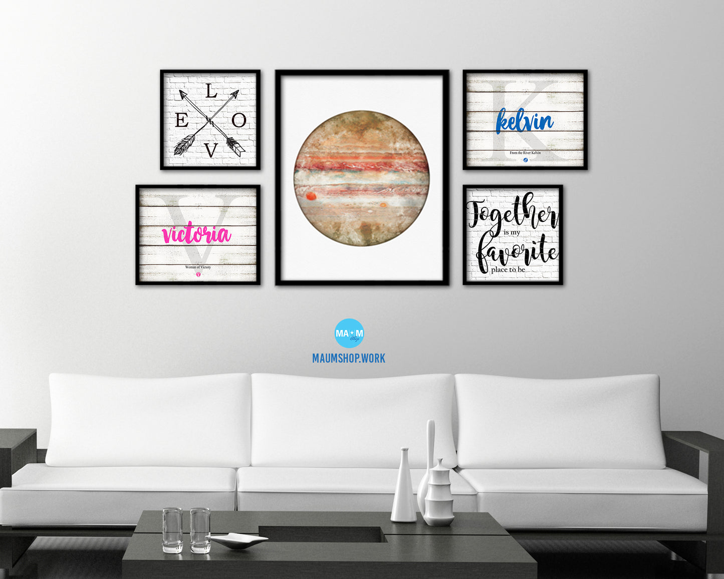 Jupiter Planet Prints Watercolor Solar System Wood Framed Paper Print Wall Art Decor Gifts