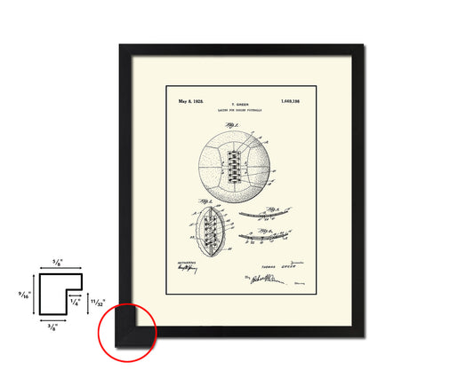 Soccer Ball Sports Vintage Patent Artwork Black Frame Print Gifts