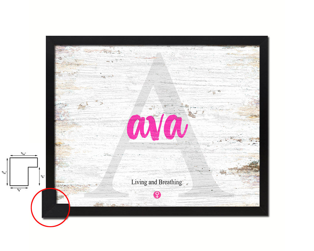 Ava Personalized Biblical Name Plate Art Framed Print Kids Baby Room Wall Decor Gifts