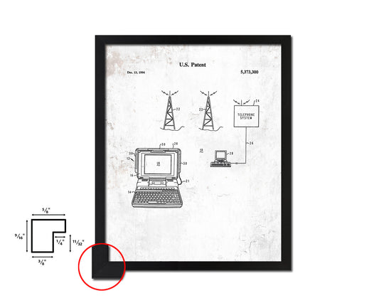 data terminal with external antenna Mobile Vintage Patent Artwork Black Frame Gifts