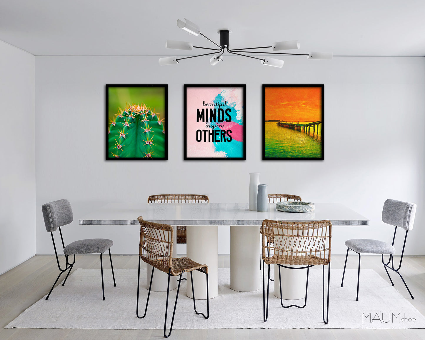 Beautiful minds inspire others Quote Framed Print Wall Decor Art Gifts