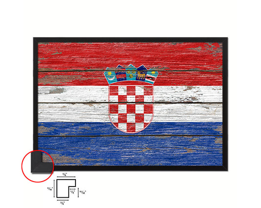 Croatia Country Wood Rustic National Flag Wood Framed Print Wall Art Decor Gifts