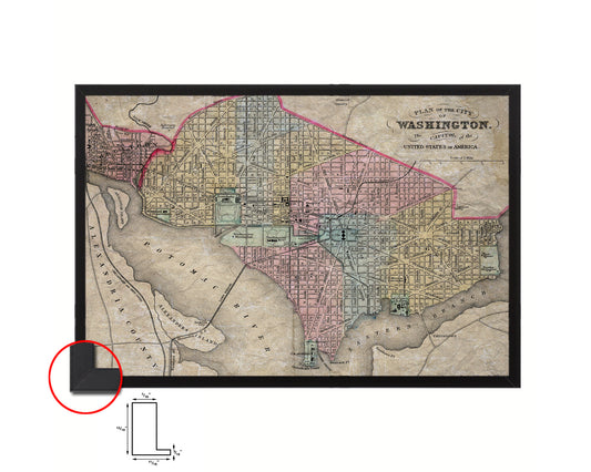 Washington DC Historical Map Framed Print Art Wall Decor Gifts