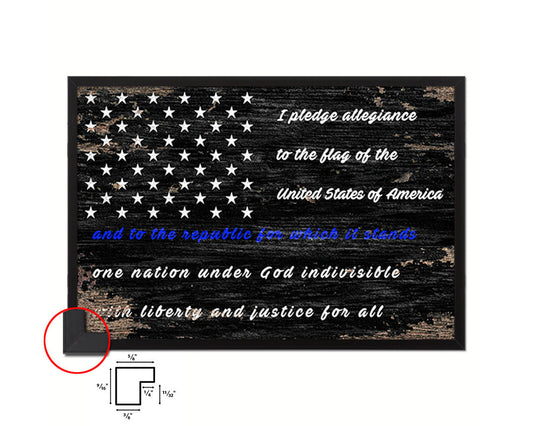 Thin Blue Line Honoring Law Enforcement American, Pledge Allegiance Colonial Primitive Sign Shabby Chic Military FlagArt