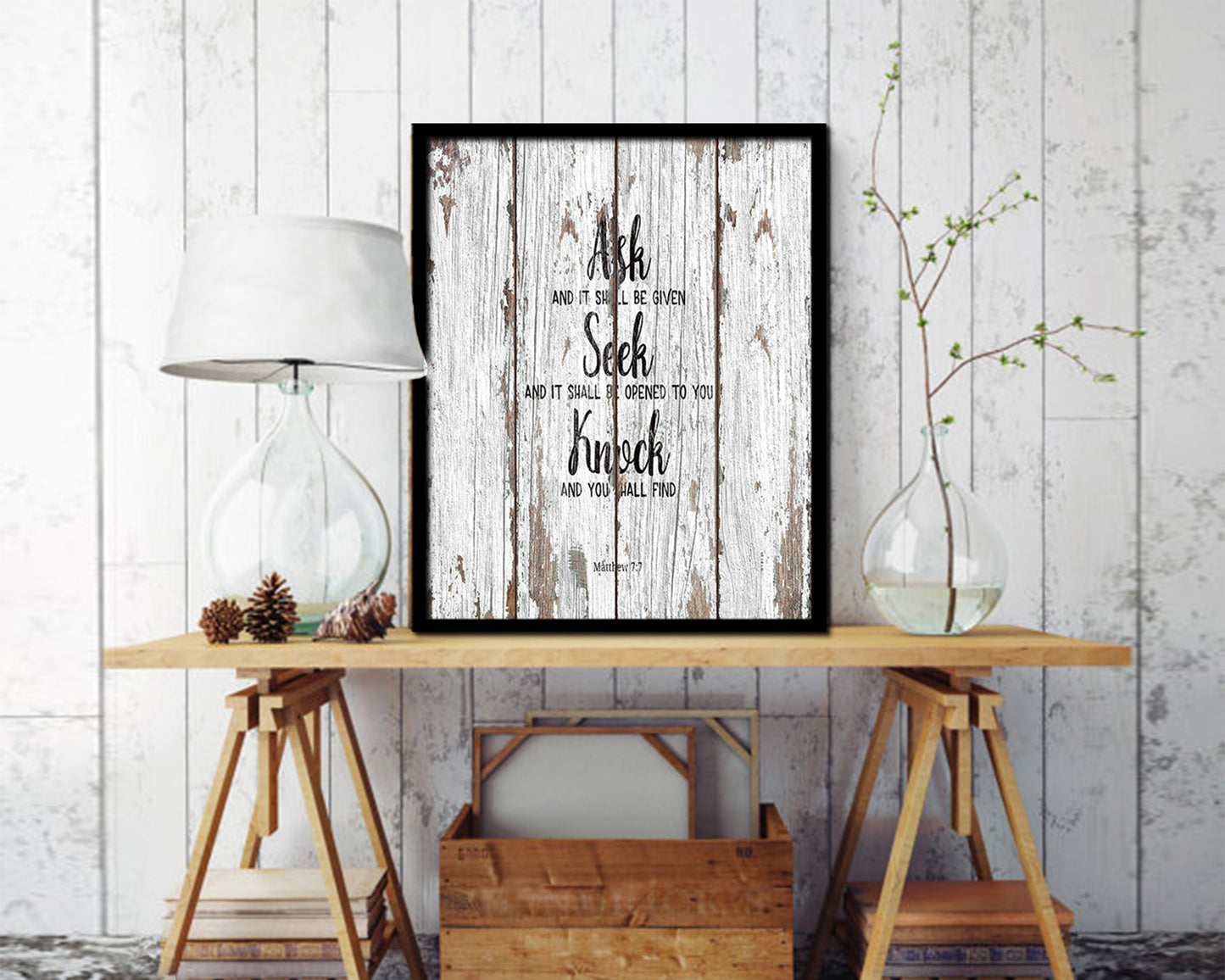 Seek and You Shall Find, Matthew 7:7 Quote Framed Print Home Decor Wall Art Gifts