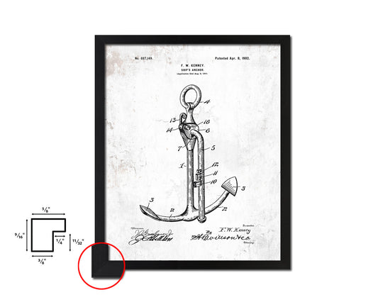 Anchor Nautical Vintage Patent Artwork Black Frame Print Gifts