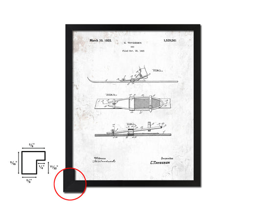 Ski Sports Vintage Patent Artwork Black Frame Print Gifts