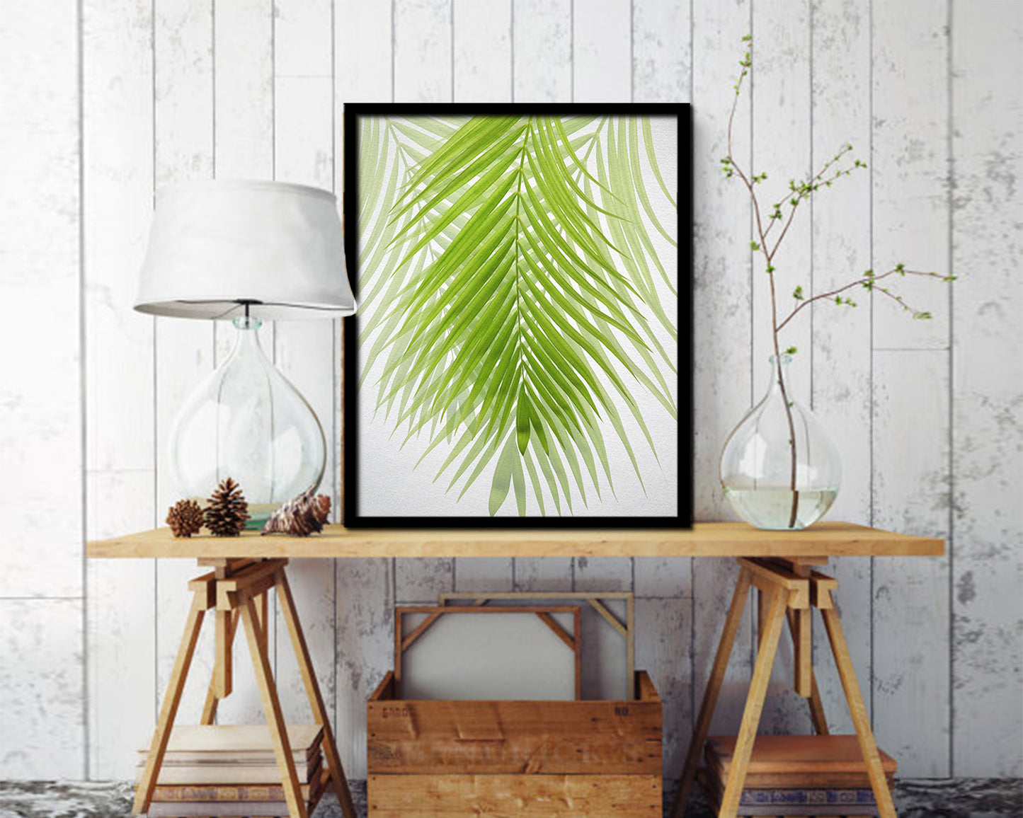 Green Palm Tree Watercolor Tropical Leaf Framed Print Home Decor Wall Art Gifts