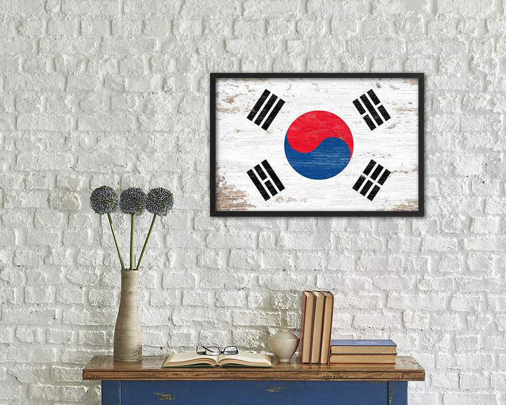 Korea Shabby Chic Country Flag Wood Framed Print Wall Art Decor Gifts