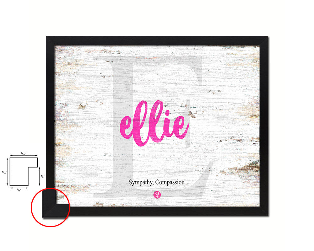 Ellie Personalized Biblical Name Plate Art Framed Print Kids Baby Room Wall Decor Gifts