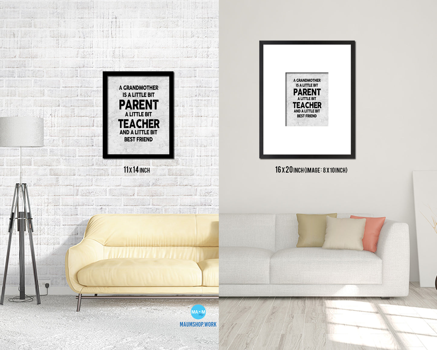 A grandmother is a little bit parent Quote Framed Print Wall Art Decor Gifts