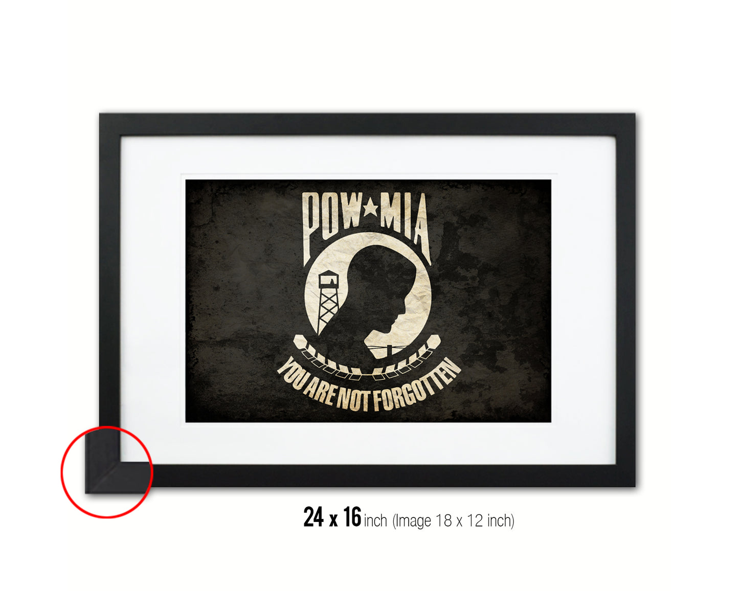 Pow Mia Vintage Military Flag Framed Print Sign Decor Wall Art Gifts