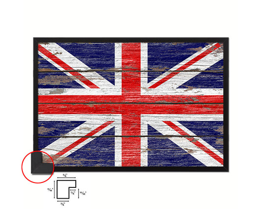 United Kingdom Country Wood Rustic National Flag Wood Framed Print Wall Art Decor Gifts