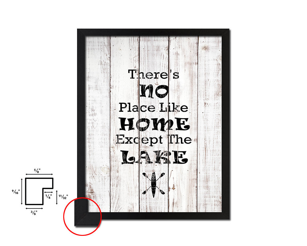 There's no place like home White Wash Quote Framed Print Wall Decor Art