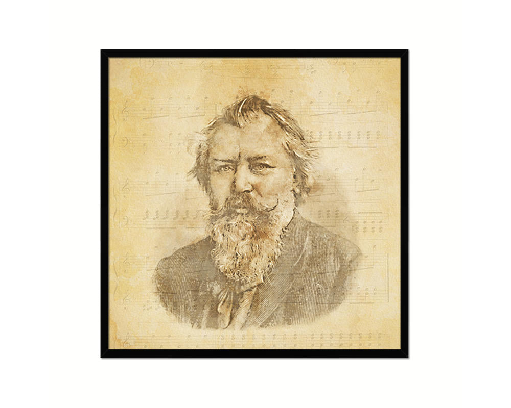 Johannes Brahms Vintage Classical Music Black Framed Print Wall Decor Art Gifts