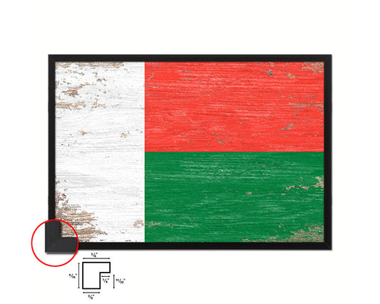 Madagascar Shabby Chic Country Flag Wood Framed Print Wall Art Decor Gifts