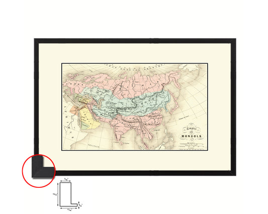 Mongolian Empire Asia Old Map Framed Print Art Wall Decor Gifts