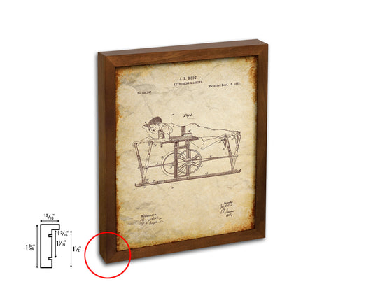 Exercise Machine Sports Vintage Patent Artwork Walnut Frame Gifts