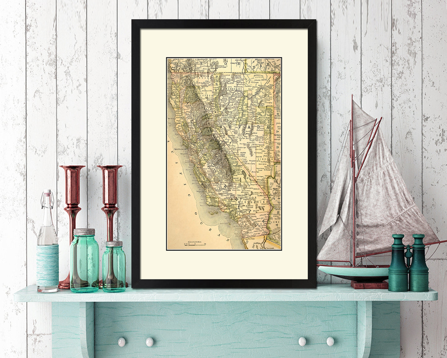 California Old Map Framed Print Art Gifts