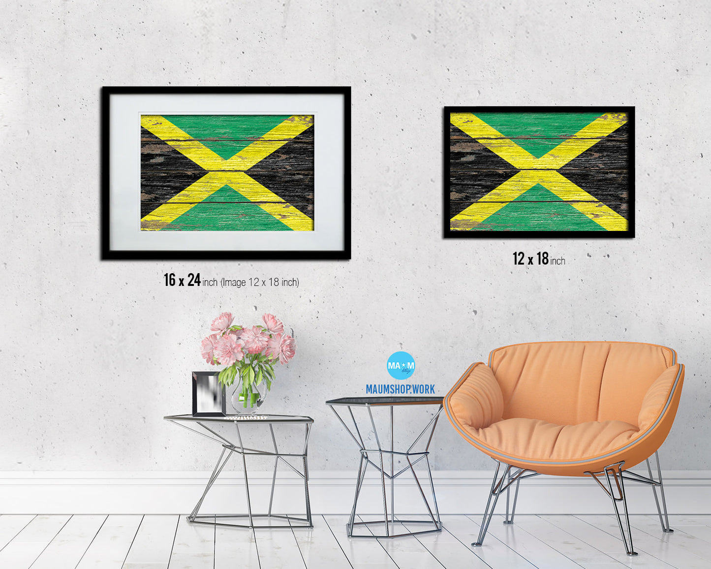 Jamaica Country Wood Rustic National Flag Wood Framed Print Wall Art Decor Gifts