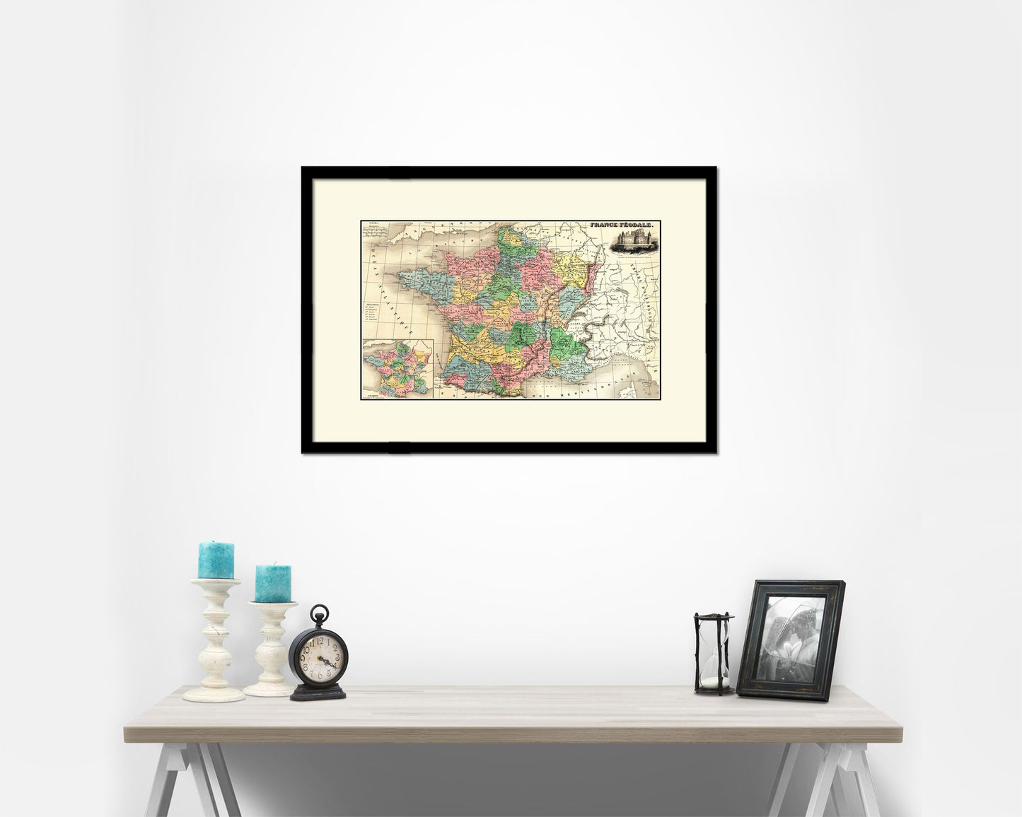 Medieval France Crusades Old Map Framed Print Art Wall Decor Gifts