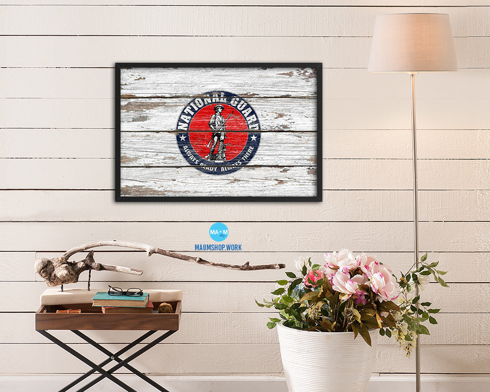 Seal of the United States National Guard Wood Rustic Flag Wood Framed Print Wall Art Decor Gifts