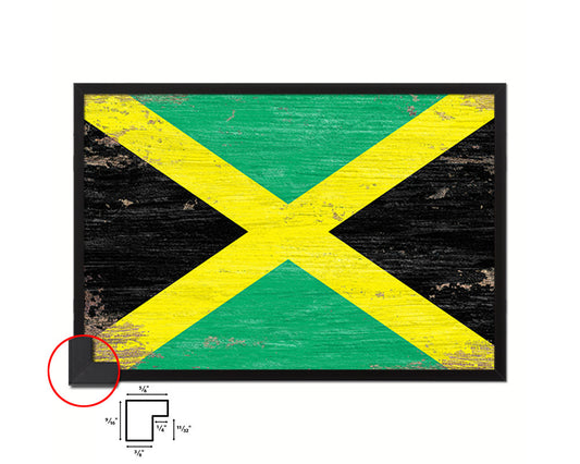 Jamaica Shabby Chic Country Flag Wood Framed Print Wall Art Decor Gifts